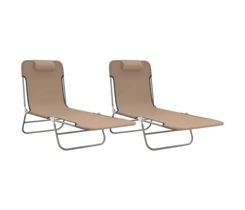 Kokkupandavad Päevitustoolid 2 Tk, Pruunikas, Tekstileen/Teras