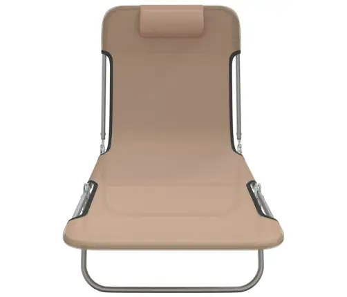 Kokkupandavad Päevitustoolid 2 Tk, Pruunikas, Tekstileen/Teras