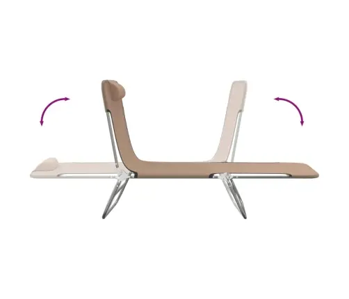 Kokkupandavad Päevitustoolid 2 Tk, Pruunikas, Tekstileen/Teras