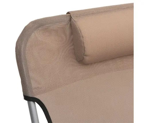 Kokkupandavad Päevitustoolid 2 Tk, Pruunikas, Tekstileen/Teras