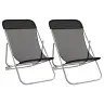 Saliekami Sauļošanās Krēsli, 2 Gab., Melns Tekstilēns, Tērauds Vidaxl