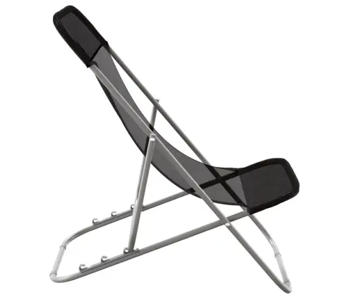 Saliekami Sauļošanās Krēsli, 2 Gab., Melns Tekstilēns, Tērauds Vidaxl