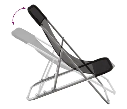 Saliekami Sauļošanās Krēsli, 2 Gab., Melns Tekstilēns, Tērauds Vidaxl