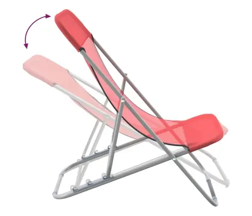 Saliekami Sauļošanās Krēsli, 2Gab., Sarkans Tekstilēns, Tērauds Vidaxl