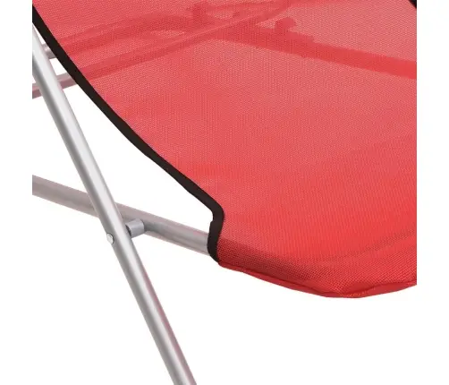 Saliekami Sauļošanās Krēsli, 2Gab., Sarkans Tekstilēns, Tērauds Vidaxl