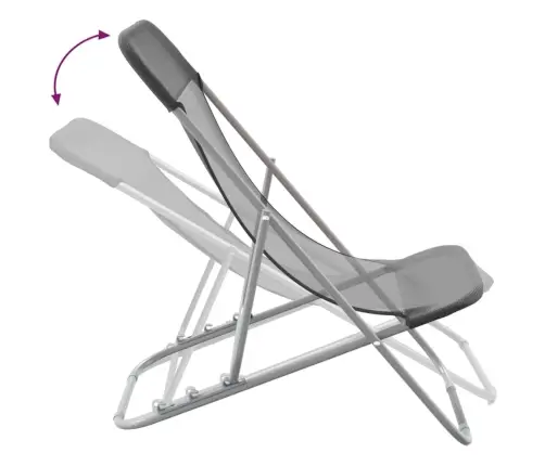 Paplūdimio Kėdės, 2Vnt., Pilkos, Tekstilenas Ir Plienas