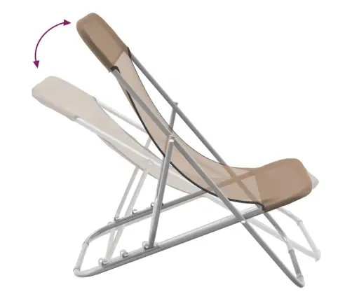 Kokkupandavad Rannatoolid 2 Tk, Pruunikashall, Tekstileen/Teras