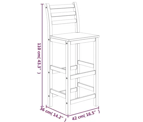 5-Daļīgs Dārza Bāra Mēbeļu Komplekts, Akācijas Masīvkoks Vidaxl