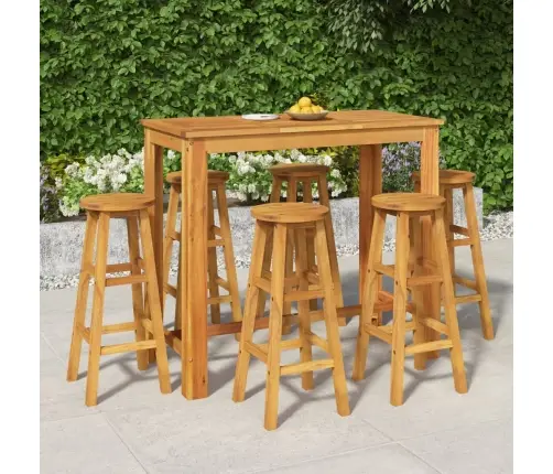 Sodo Baro Baldų Komplektas, 7 Dalių, Akacijos Medienos Masyvas