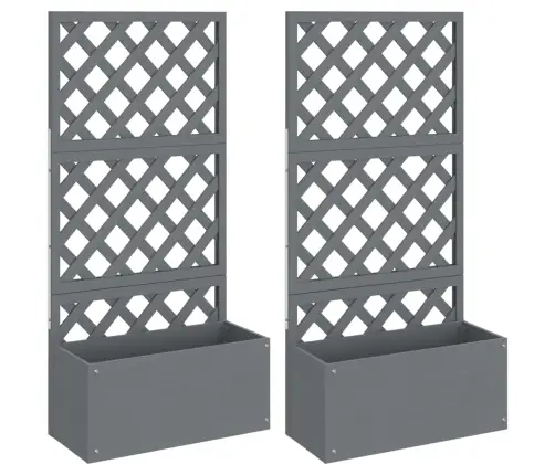 Vīteņaugu Režģis Ar Puķu Kasti, 2 Gab., 65X33X135 Cm, Wpc Vidaxl