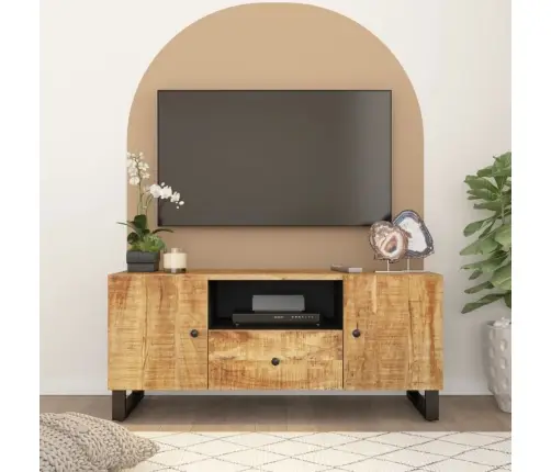 Tv Skapis, 105X33,5X46 Cm, Mango Masīvkoks, Inženierijas Koks Vidaxl