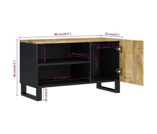 Tv Skapis, 80X33X46 Cm, Mango Masīvkoks, Inženierijas Koks Vidaxl