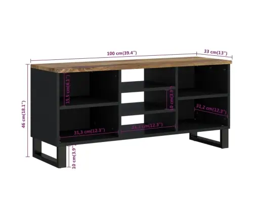 Telerikapp, 100 X 33 X 46 cm Mango- Ja Tehispuit