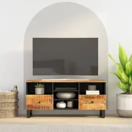 Tv Skapis, 100X33X46 Cm, Mango Masīvkoks, Inženierijas Koks Vidaxl