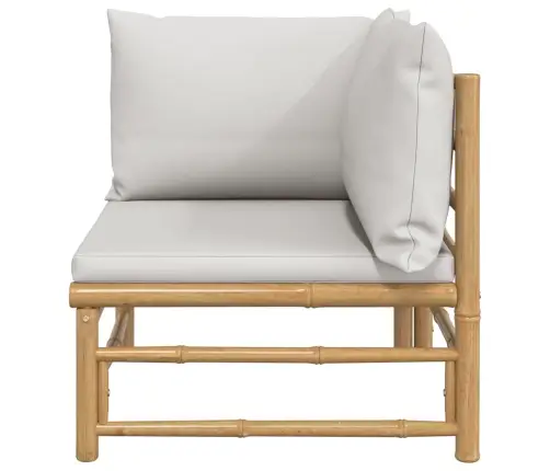 Dārza Stūra Dīvāns Ar Gaiši Pelēkiem Matračiem, Bambuss Vidaxl