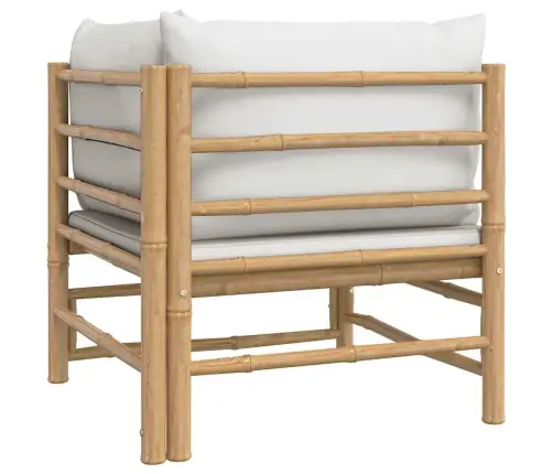 Dārza Stūra Dīvāns Ar Gaiši Pelēkiem Matračiem, Bambuss Vidaxl