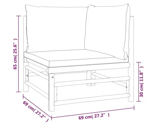 Dārza Stūra Dīvāns Ar Gaiši Pelēkiem Matračiem, Bambuss Vidaxl