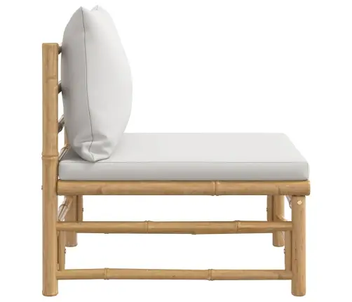 Dārza Vidējais Dīvāns Ar Gaiši Pelēkiem Matračiem, Bambuss Vidaxl