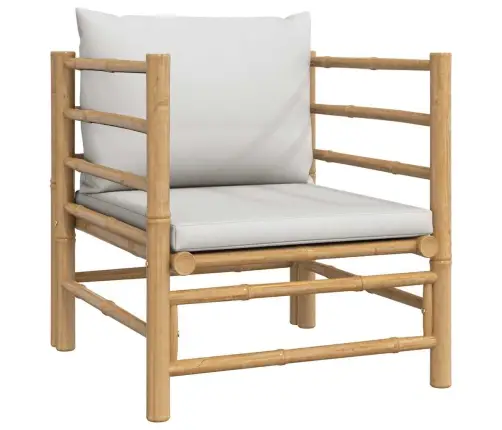 Dārza Dīvāns Ar Gaiši Pelēkiem Matračiem, Bambuss Vidaxl