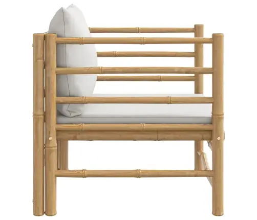 Dārza Dīvāns Ar Gaiši Pelēkiem Matračiem, Bambuss Vidaxl