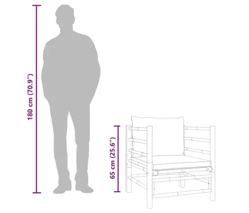 Dārza Dīvāns Ar Gaiši Pelēkiem Matračiem, Bambuss Vidaxl
