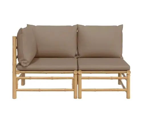 2-Daļīgs Dārza Atpūtas Mēbeļu Komplekts Ar Matračiem, Bambuss Vidaxl