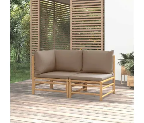 2-Daļīgs Dārza Atpūtas Mēbeļu Komplekts Ar Matračiem, Bambuss Vidaxl