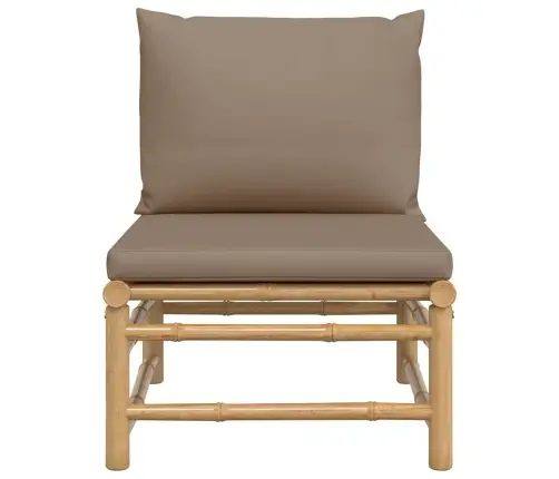 Dārza Vidējais Dīvāns Ar Pelēkbrūniem Matračiem, Bambuss Vidaxl Dārza Vidējais Dīvāns Ar Pelēkbrūniem Matračiem, Bambuss Vidaxl