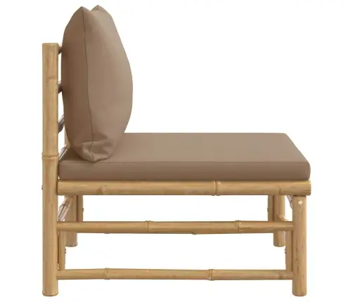 Dārza Vidējais Dīvāns Ar Pelēkbrūniem Matračiem, Bambuss Vidaxl Dārza Vidējais Dīvāns Ar Pelēkbrūniem Matračiem, Bambuss Vidaxl