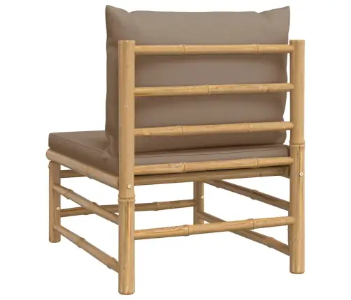 Dārza Vidējais Dīvāns Ar Pelēkbrūniem Matračiem, Bambuss Vidaxl Dārza Vidējais Dīvāns Ar Pelēkbrūniem Matračiem, Bambuss Vidaxl