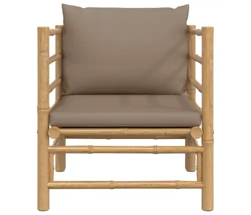 Dārza Dīvāns Ar Pelēkbrūniem Matračiem, Bambuss Vidaxl