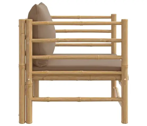 Dārza Dīvāns Ar Pelēkbrūniem Matračiem, Bambuss Vidaxl