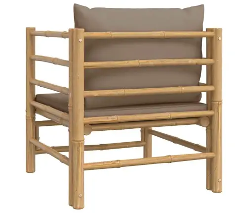 Dārza Dīvāns Ar Pelēkbrūniem Matračiem, Bambuss Vidaxl