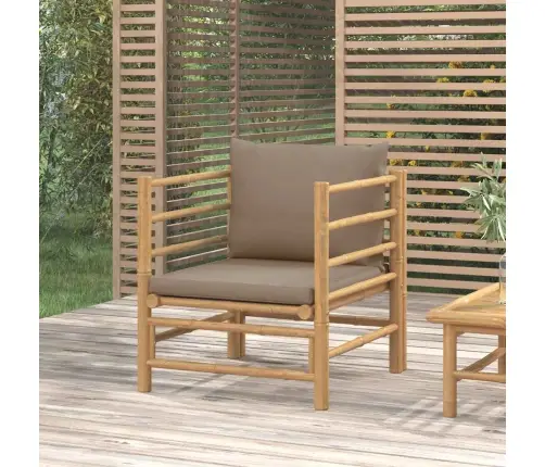 Dārza Dīvāns Ar Pelēkbrūniem Matračiem, Bambuss Vidaxl