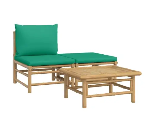 3-Daļīgs Dārza Atpūtas Mēbeļu Komplekts Ar Matračiem, Bambuss Vidaxl