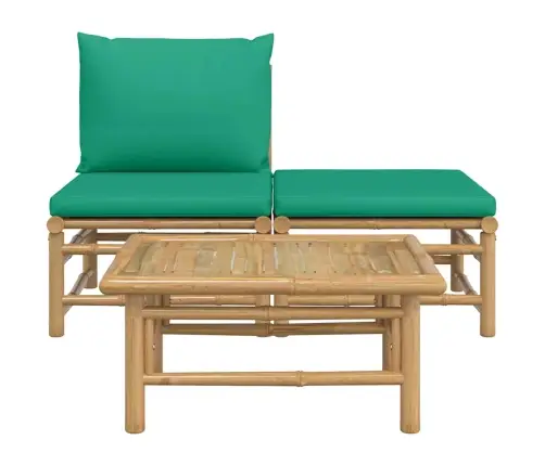 3-Daļīgs Dārza Atpūtas Mēbeļu Komplekts Ar Matračiem, Bambuss Vidaxl