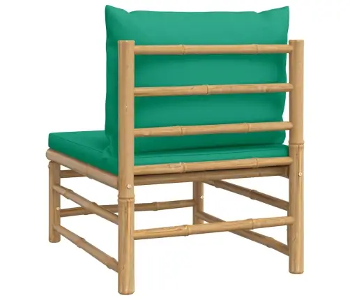 Dārza Vidējais Dīvāns Ar Zaļiem Matračiem, Bambuss Vidaxl Dārza Vidējais Dīvāns Ar Zaļiem Matračiem, Bambuss Vidaxl