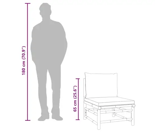 Dārza Vidējais Dīvāns Ar Zaļiem Matračiem, Bambuss Vidaxl Dārza Vidējais Dīvāns Ar Zaļiem Matračiem, Bambuss Vidaxl