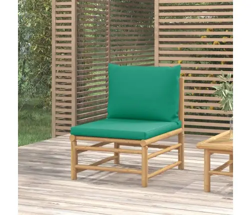 Dārza Vidējais Dīvāns Ar Zaļiem Matračiem, Bambuss Vidaxl Dārza Vidējais Dīvāns Ar Zaļiem Matračiem, Bambuss Vidaxl