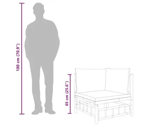 2-Daļīgs Dārza Atpūtas Mēbeļu Komplekts Ar Matračiem, Bambuss Vidaxl