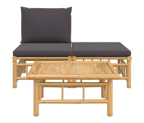 3-Daļīgs Dārza Atpūtas Mēbeļu Komplekts Ar Matračiem, Bambuss Vidaxl