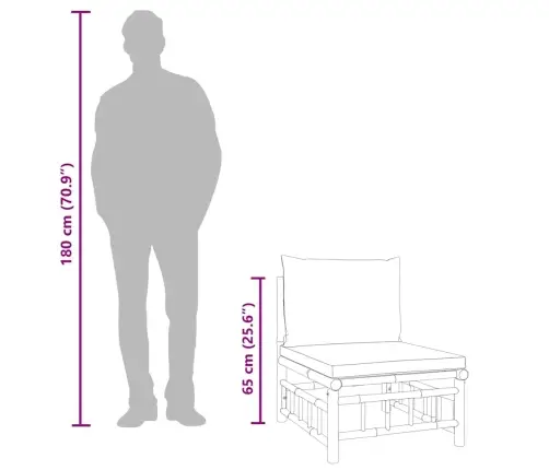 3-Daļīgs Dārza Atpūtas Mēbeļu Komplekts Ar Matračiem, Bambuss Vidaxl