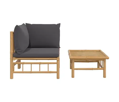 2-Daļīgs Dārza Atpūtas Mēbeļu Komplekts Ar Matračiem, Bambuss Vidaxl