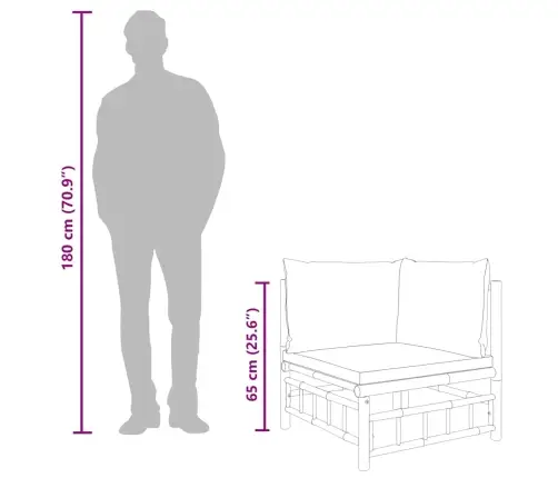 2-Daļīgs Dārza Atpūtas Mēbeļu Komplekts Ar Matračiem, Bambuss Vidaxl