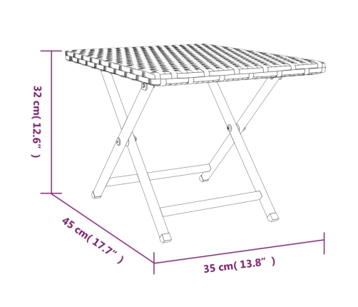 Saliekams Galds, 45X35X32 Cm, Pe Rotangpalma, Melns Vidaxl