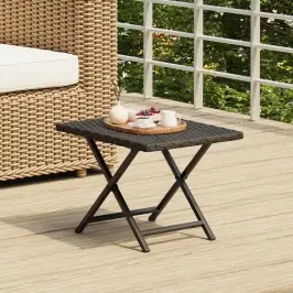 Saliekams Galds, 45X35X32 Cm, Pe Rotangpalma, Melns Vidaxl