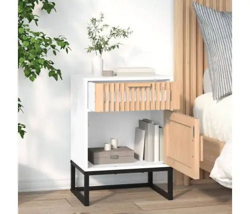 Naktsgaldiņš, Balts, 40X30X55,5 Cm, Inženierijas Koks, Dzelzs Vidaxl Naktsgaldiņš, Balts, 40X30X55,5 Cm, Inženierijas Koks, Dzelzs Vidaxl