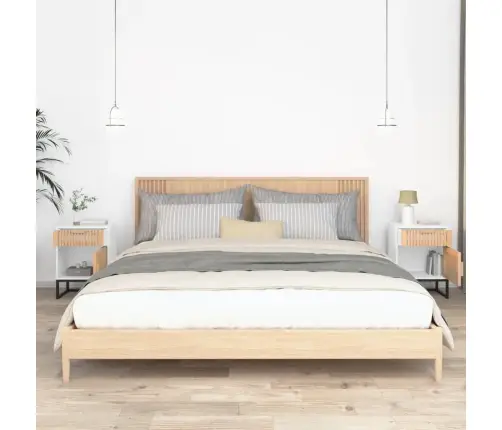 Öökapid 2 Tk, Valge, 40 X 30 X 55,5 cm Tehispuit Ja Raud