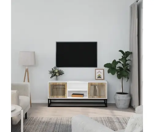 Tv Skapītis, Balts, 105X30X45 Cm, Inženierijas Koks, Dzelzs Vidaxl