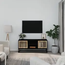 Tv Skapītis, Melns, 105X30X45 Cm, Inženierijas Koks, Dzelzs Vidaxl